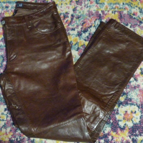 GAP brown leather pants Size 4 - Picture 1 of 8